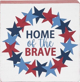 Home Of The Brave 4th of July Shelf Block - Multicolored