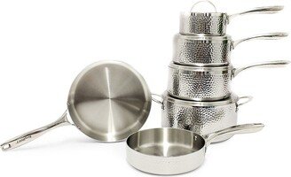 Tri-Ply 10-Piece Hammered Stainless Steel Cookware Set