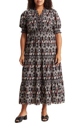 Patterned Smocked Maxi Dress