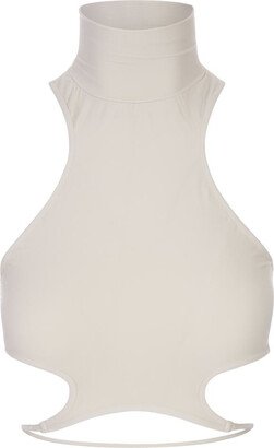 ANDREĀDAMO High Neck Crop Top With Cut-Out