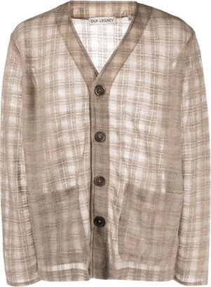 checked cardigan