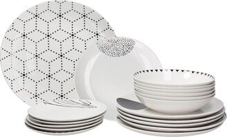 Tognana Metropol Graphic Tableware Set, 18 Piece - White, Black