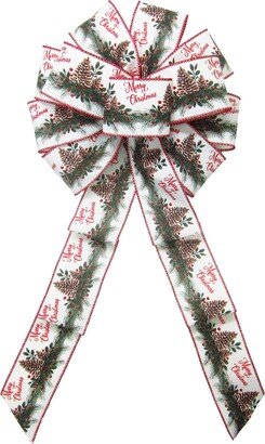 Merry Christmas Pinecone Mantle Swag Bows - For Wreaths Lanterns Garland Evergreen Wreath