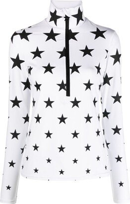 Star-Print Zip-Up Sweatshirt-AA