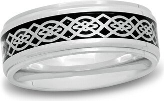 Men's 8.0mm Celtic Knot Comfort Fit Wedding Band in Two-Tone Stainless Steel