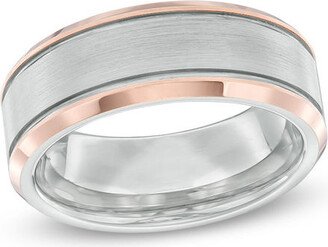 Men's 8.0mm Bevelled Edge Wedding Band in Two-Tone Tantalum