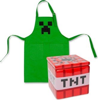 Toynk Ukonic Minecraft Kitchen Set: Creeper Youth Apron & TNT Cookie Jar