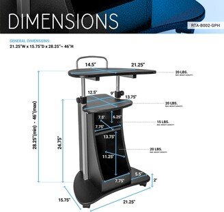 Rolling Adjustable Height Laptop Cart With Storage