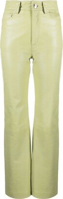 Straight-Leg Leather Trousers-AJ