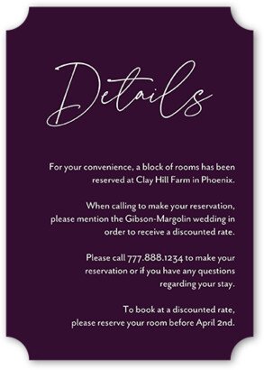 Enclosure Cards: Regal We Do Wedding Enclosure Card, Purple, Signature Smooth Cardstock, Ticket