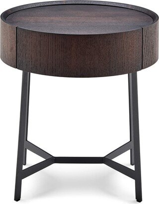 Eternity Modern Bromme Modern Round Wood Nightstand / Smoked Oak Veneer