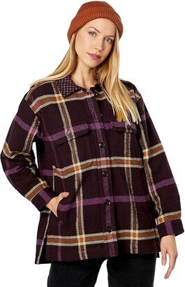 Tilda Shirt Jacket - Heavyweight Flannel Twill Windowpane (Spiced Raisin) Women's Clothing