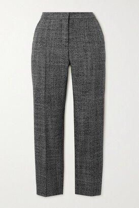 Pleated Wool-tweed Tapered Pants - Black