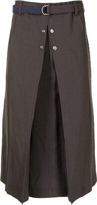 Herringbone Wide-Leg Cropped Trousers