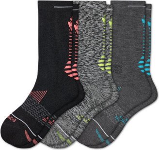 Men's Merino Wool Blend Running Calf Sock 3-Pack - Grey Black Mix - Large