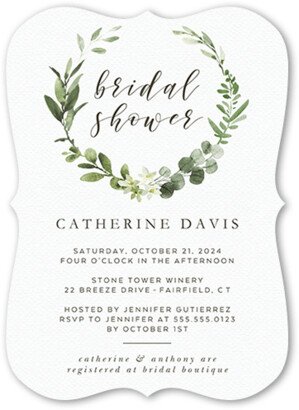 Bridal Shower Invitations: Bridal Wreath Bridal Shower Invitation, White, 5X7, Matte, Signature Smooth Cardstock, Bracket