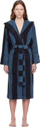 Blue & Navy Hooded Bathrobe