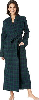 Scotch Plaid Flannel Robe Unlined Plaid (Black Watch) Women's Robe