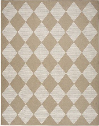 Washable Modern Jute Diamond Geometric Non-Skid Indoor Area Rug Natural Ivory 5'3x7'3