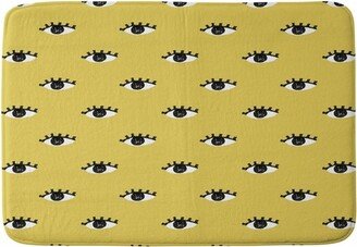 Erika Stallworth Inky Textured Eye Pattern Heavy Memory Foam Bath Mat Yellow