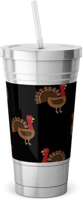 Travel Mugs: Turkey Toss Stainless Tumbler With Straw, 18Oz, Black