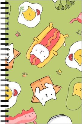 Notebooks: Cats And Foods Notebook, 5X8, Green