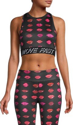 Lip-Print Sports Bra