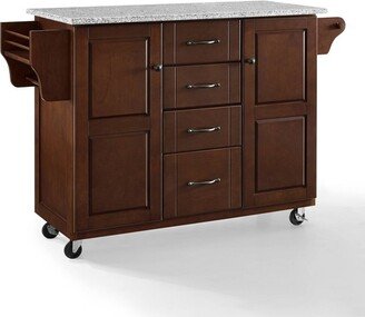 Eleanor Granite Top Kitchen Cart Mahogany/Gray