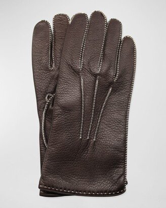 Men's Deerskin Gloves w/ Contrast Stitching