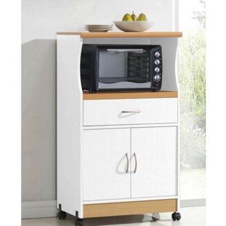 White Kitchen Utility Cabinet Microwave Cart with Caster Wheels - 16 x 24 x 42H inches