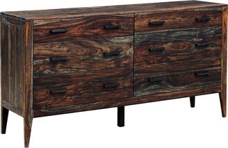 Fall River Solid Sheesham Wood 6-Drawer Dresser, Gray