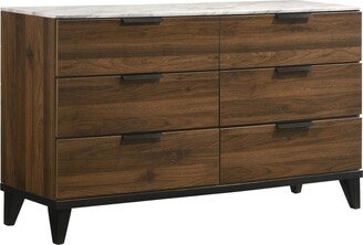 Furniture Mays 6-drawer Dresser Walnut Brown