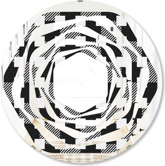 Designart 'Geometric Monochrome Pattern II' Printed Modern Round or Oval Wall Mirror - Whirl