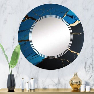 Designart 'Abstract Geode Blue II' Printed Abstract Marble Wall Mirror