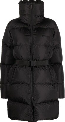 Logo-Print Belted Quilted Jacket