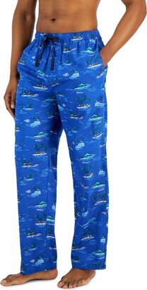 Men's Tropical Hut Printed Cotton Pajama Pants, Created for Macy's