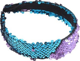 Unique Bargains Women's Sparkle Sequins Headbands Purple Blue 1 Pc