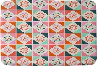 Showmemars Festive Quilt Pattern Memory Foam Bath Mat Pink