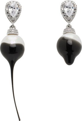 Silver & Black Pearl Drop Earrings