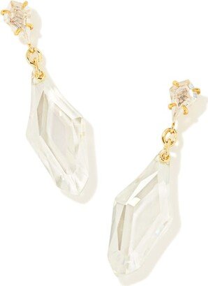 Alexandria Gold Statement Earrings in Lustre Clear Glass