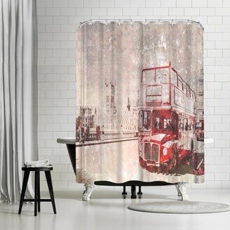 71 x 74 Shower Curtain, City Art London Red Buses Ii by Melanie Viola