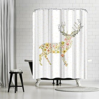 71 x 74 Shower Curtain, Floral Deer Left by Samantha Ranlet