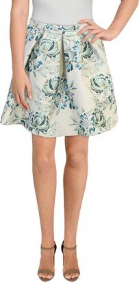 Juniors Womens Jacquard Metallic A-Line Skirt