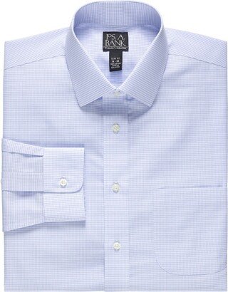 Big & Tall Men's Traveler Collection Slim Fit Spread Collar Micro Grid Dress Shirt