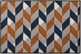 Door Mats: Parquetry - Neutral Door Mat, Orange