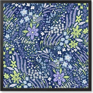 Photo Tiles: Meadow Floral - Blue Photo Tile, Black, Framed, 8X8, Blue