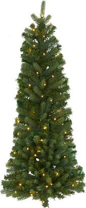 Flat Back Wall Hanging Artificial Christmas Tree with 50 Clear Led Lights