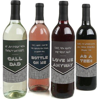 Big Dot Of Happiness Dad, I Must Confess - Gift For Men - Wine Bottle Label Stickers - 4 Ct