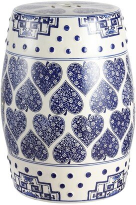 Happy Hearts Chinoiserie Ceramic Drum Garden Stool