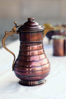 Handmade Copper 2 Liters Pitcher, Jug, Pure Jug For Drinking Water, Kitchen Decor-AA